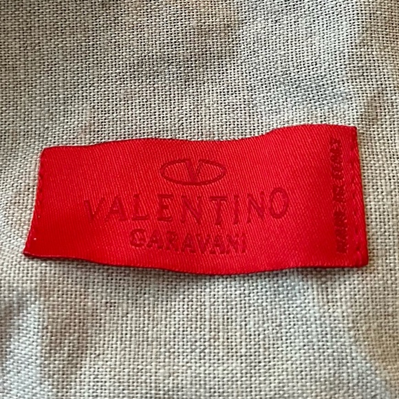 Used once! Valentino champagne satin purse w/ floral appliqué/ snakeskin handles - Picture 2 of 11